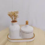 طقم مزهريات كونكريت يدوية فاخرة بلمسة ذهبية