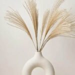 Modern White Concrete Ring Vase - Luxury Handmade Home Decor for Dried Flowers, Saudi Crafted.